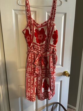 Draper James Red and White Floral Midi Dress